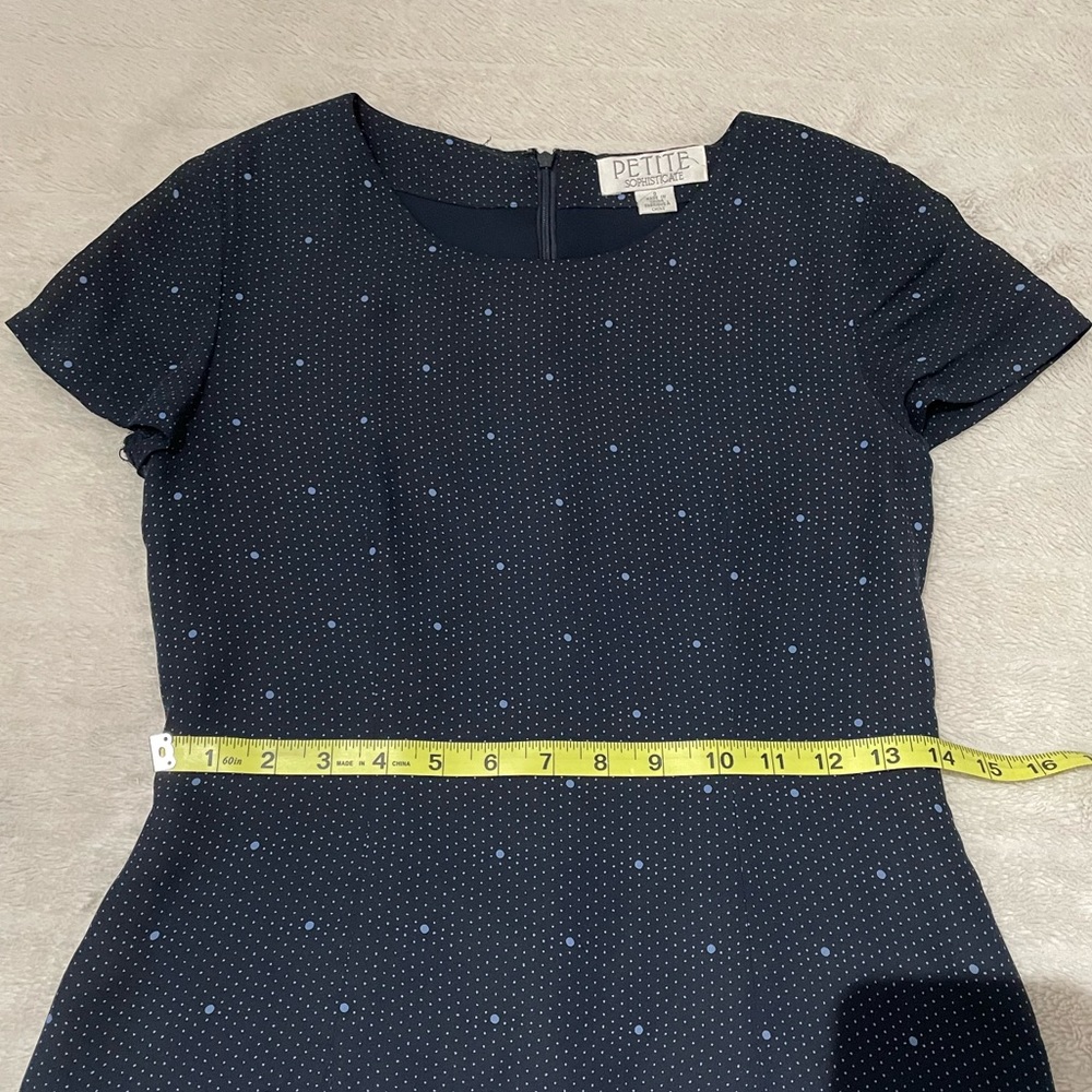 Vintage Petite Sophisticate 90s Midi/Maxi Navy Dress